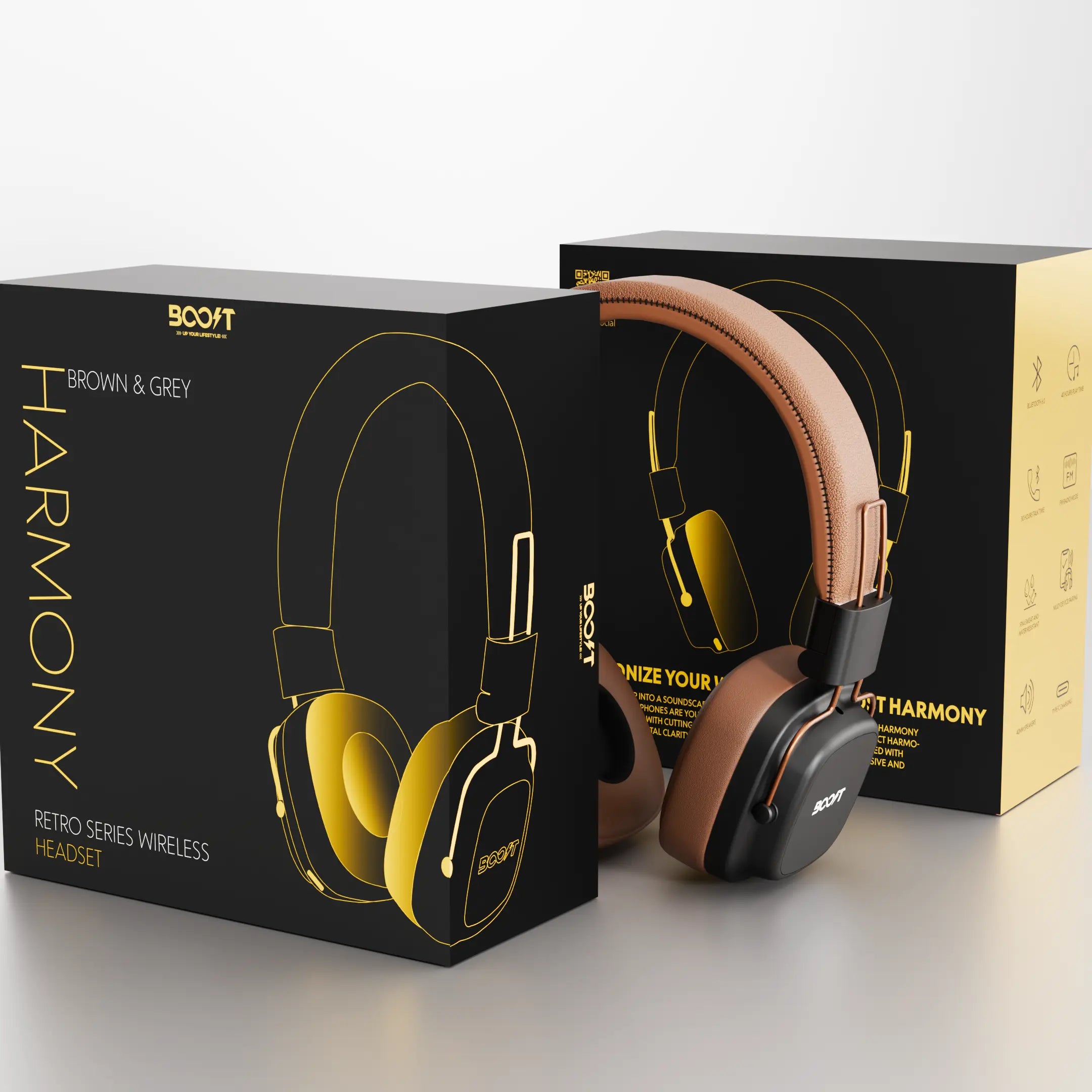 Harmony Retro Wireless Headset - Brown