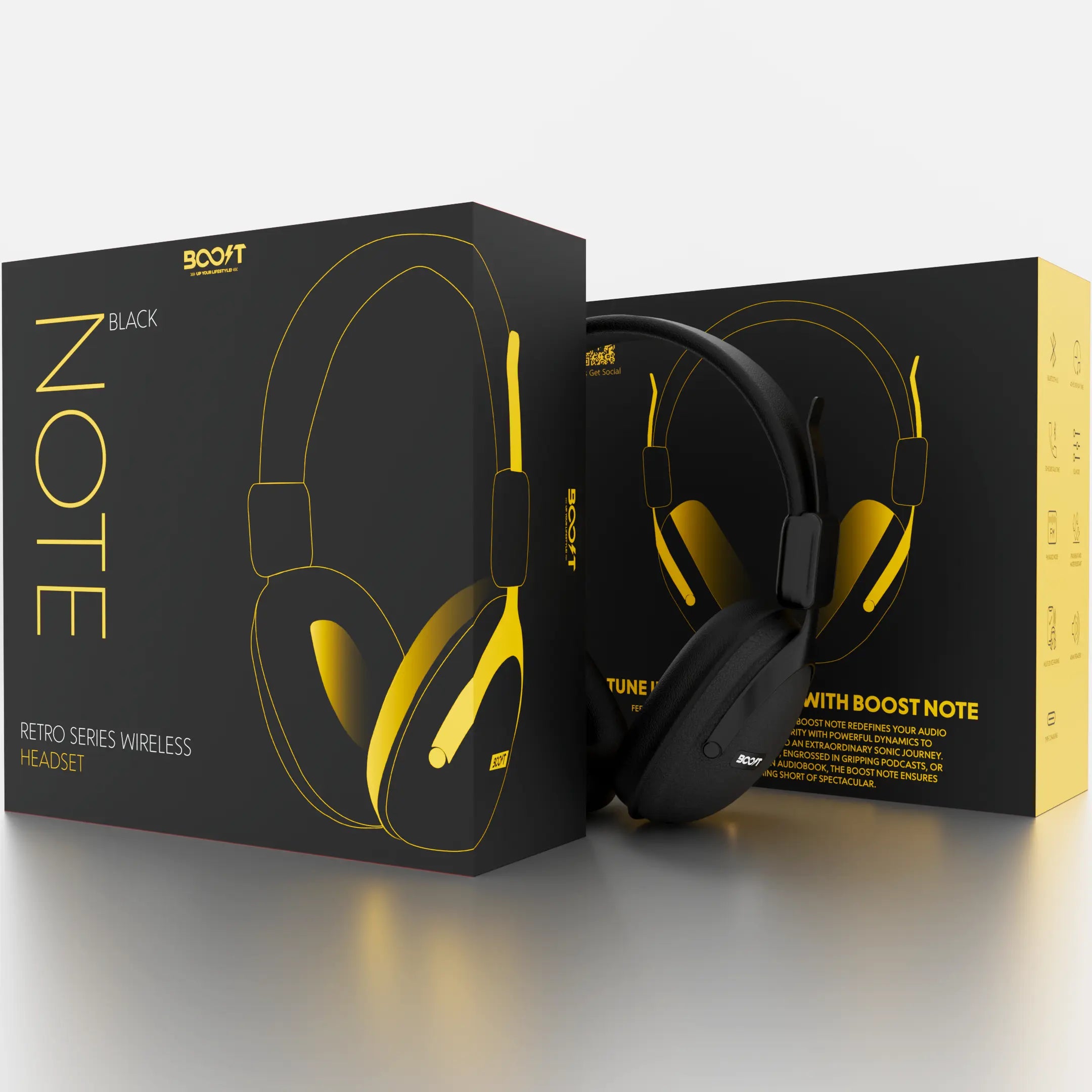 Note Wireless Retro Headset - Black