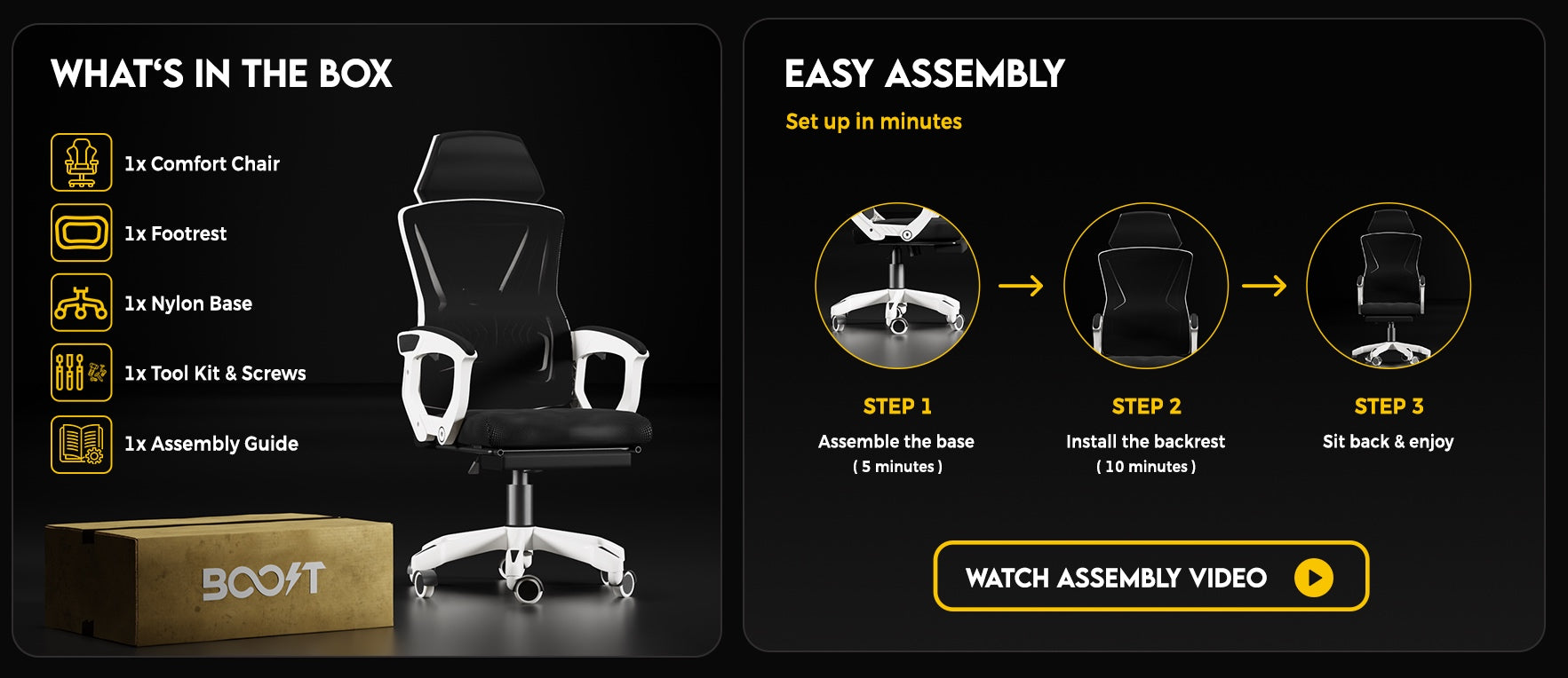 Comfort Ergonomic Chair with Footrest fit and product guide 2