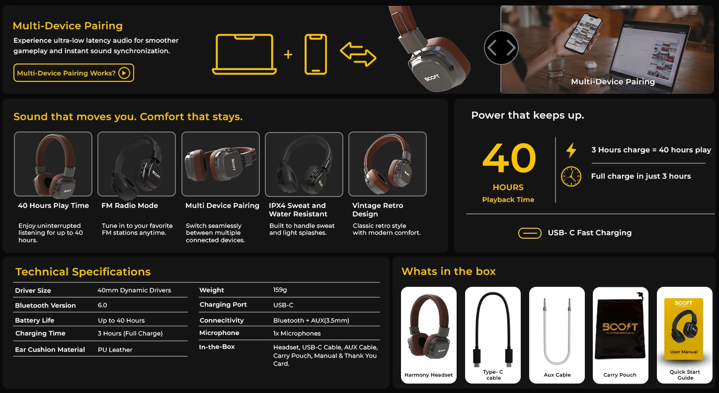 Harmony Retro Wireless Headset fit and product guide 1