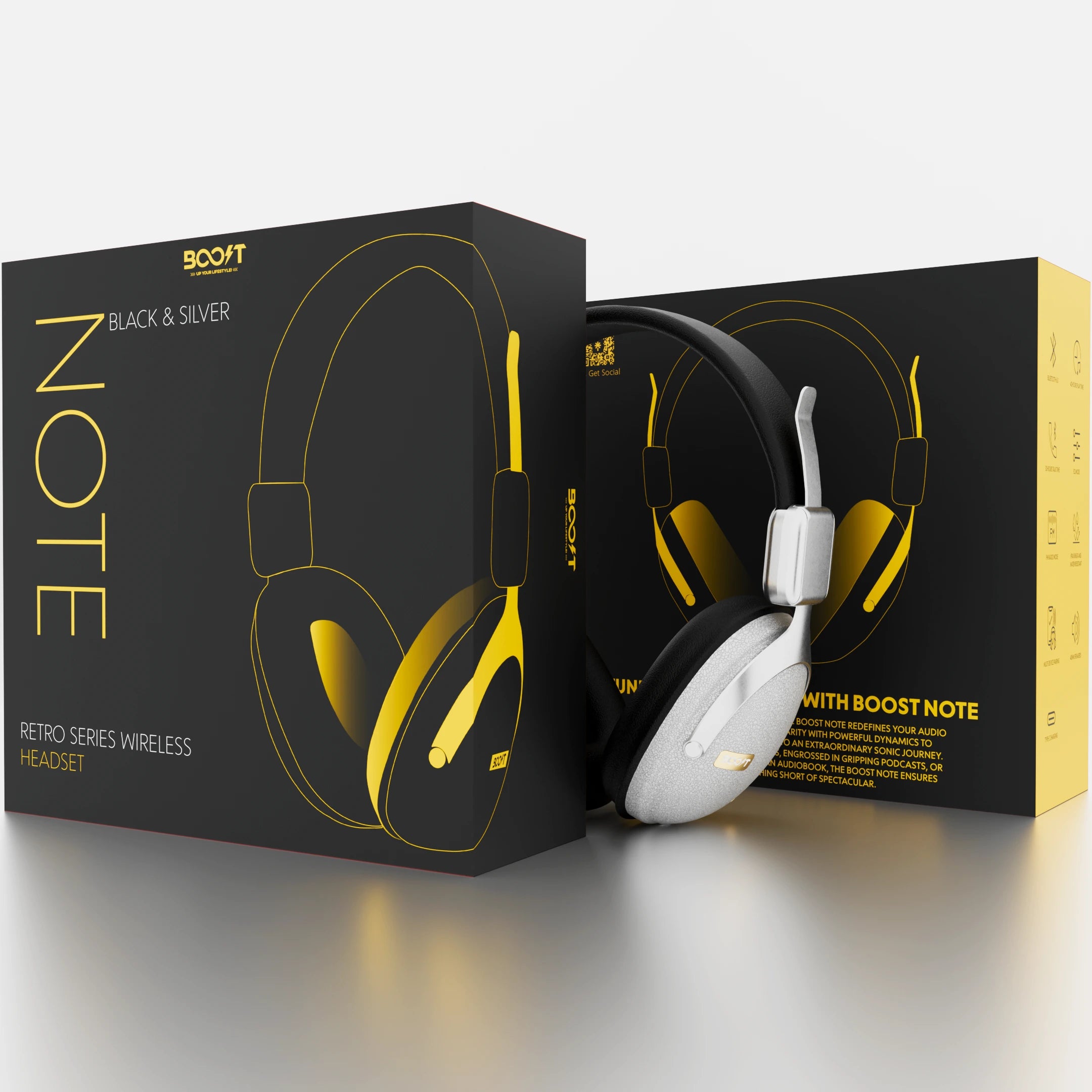Note Wireless Retro Headset - Silver