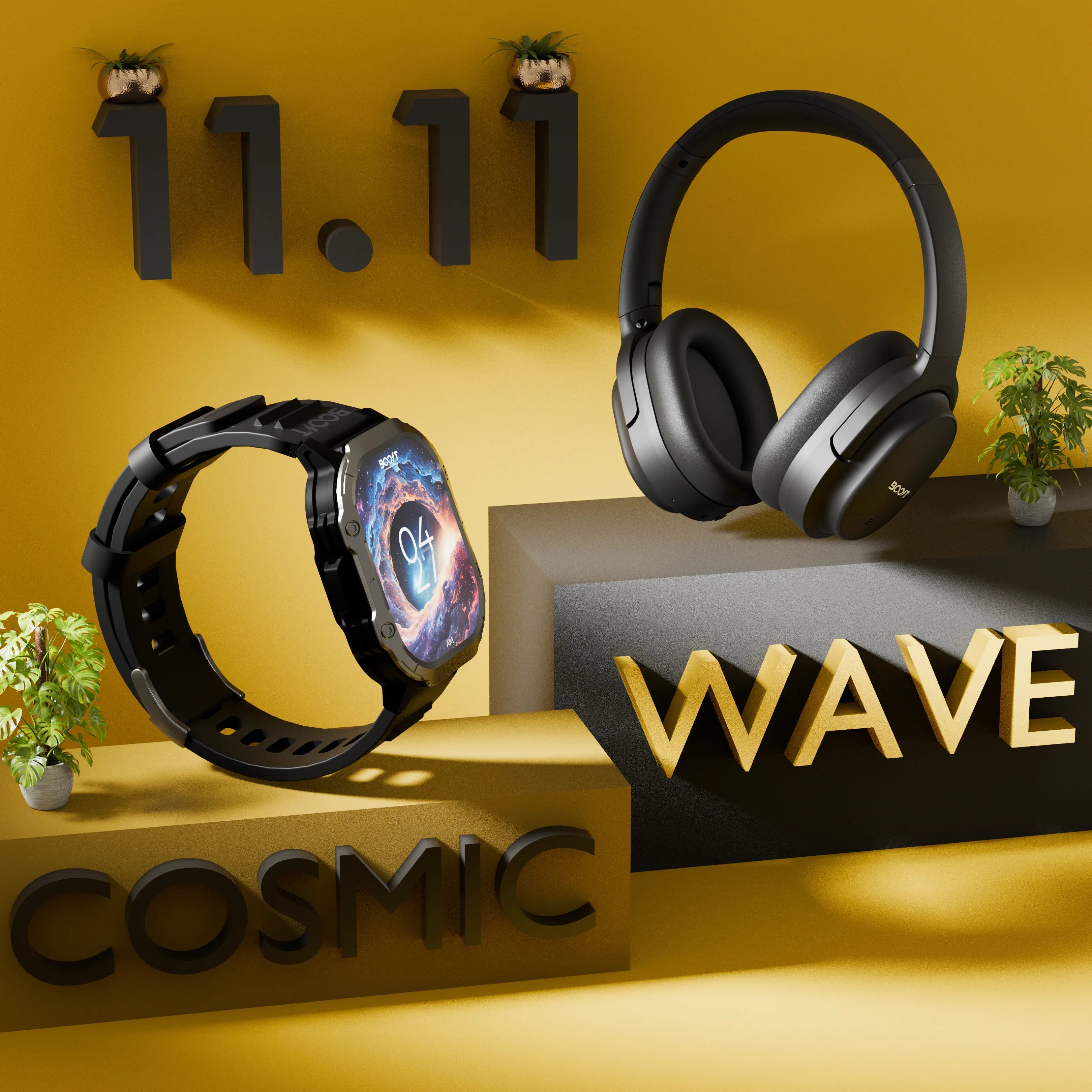 11 11 Sale Cosmic Smart Watch & Wave Headphone 