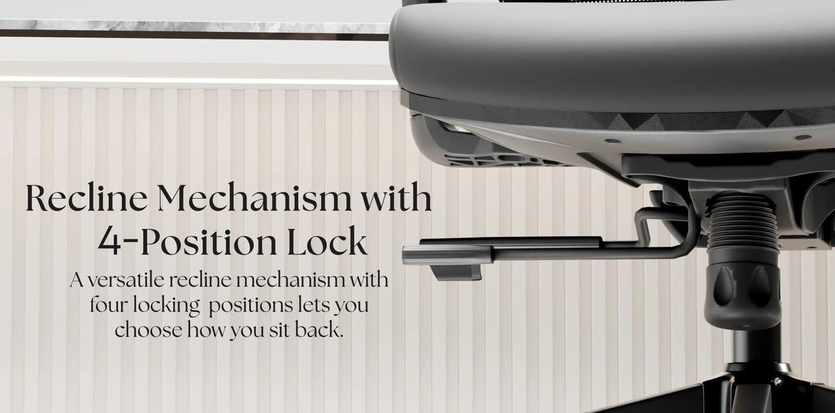 Aero recline mechanism with 4-position lock.