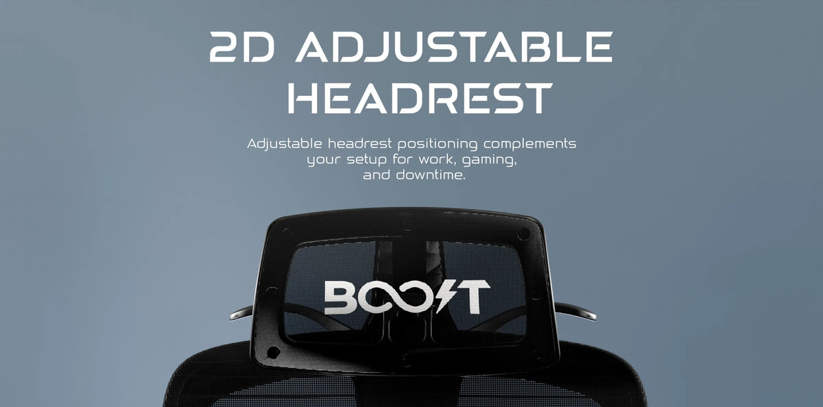 Momentum 2D adjustable headrest for work, gaming and downtime.