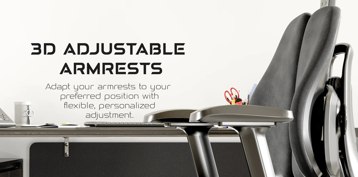 Prism 3D adjustable armrests with flexible, personalized adjustment.