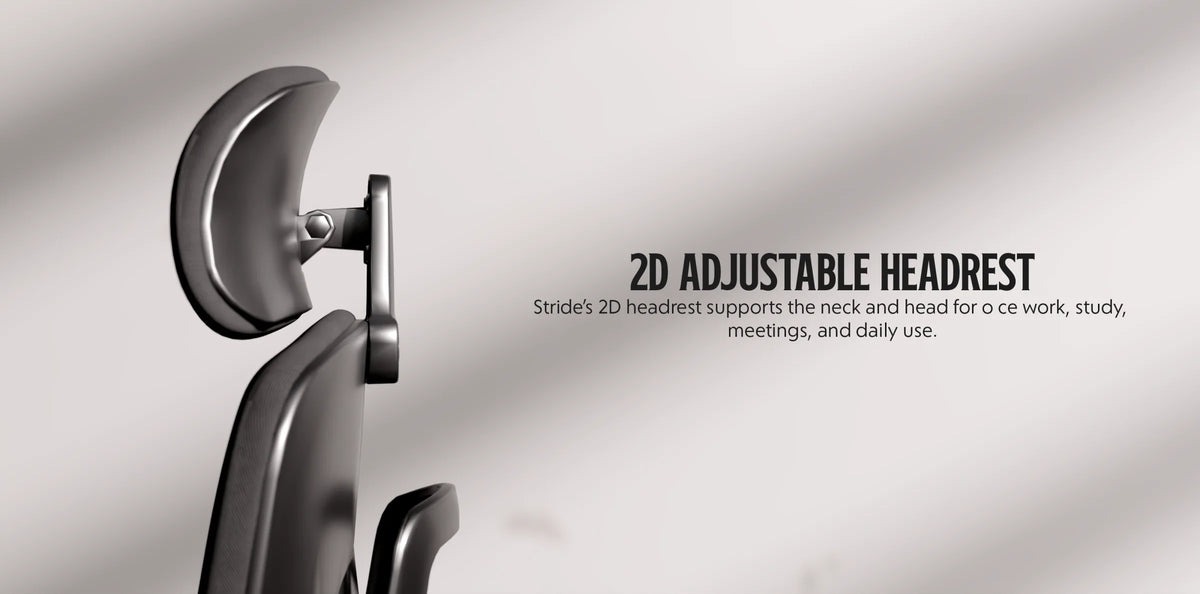 Stride 2D adjustable headrest: supports the neck and head for office work, study, meetings and daily use.