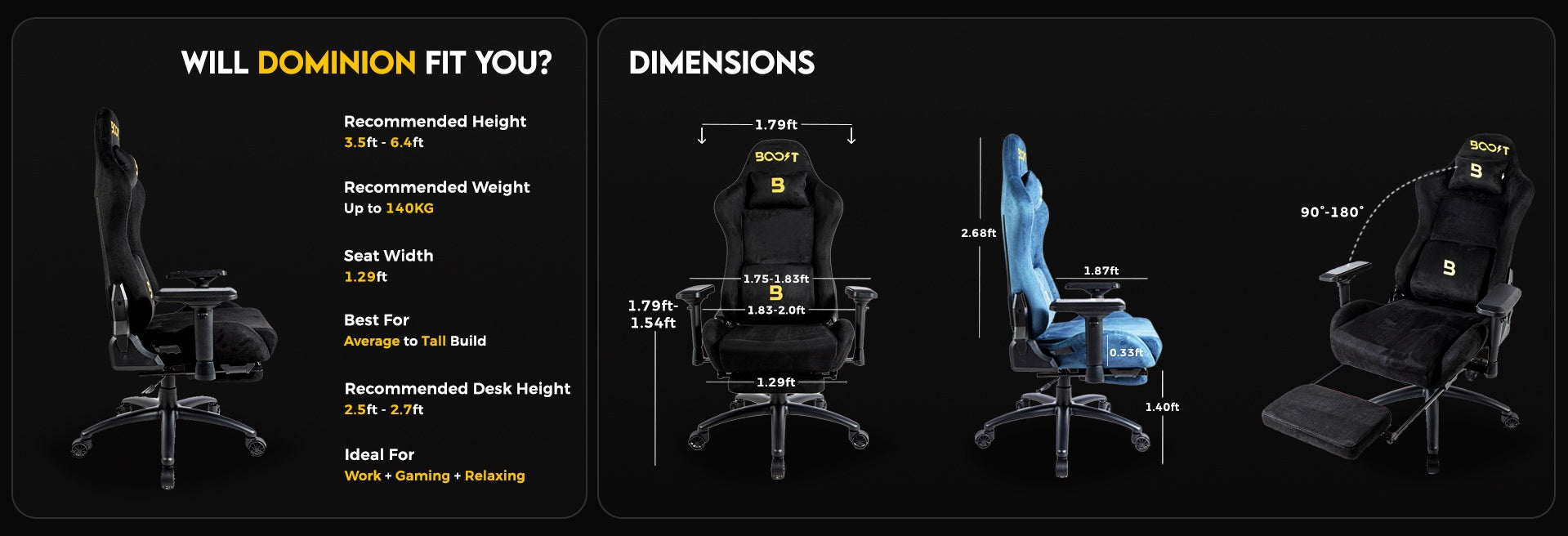 Dominion Ergonomic Chair - With Footrest fit and product guide 1