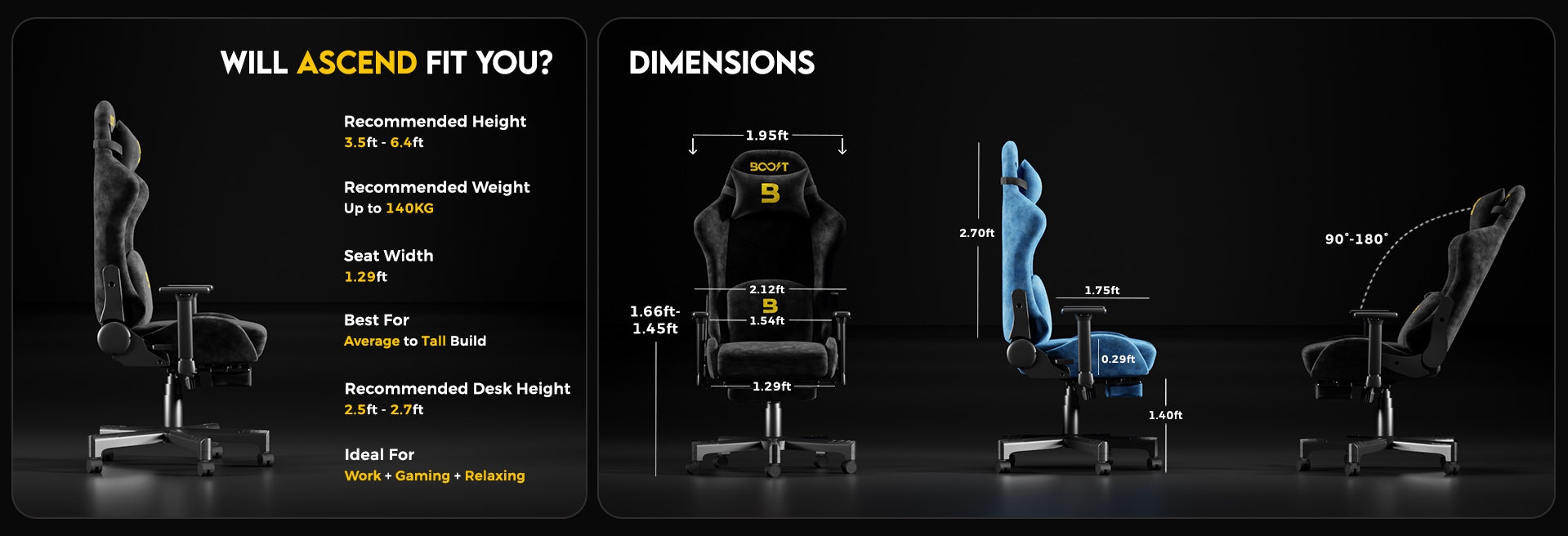 Ascend Ergonomic Chair - With Footrest fit and product guide 1